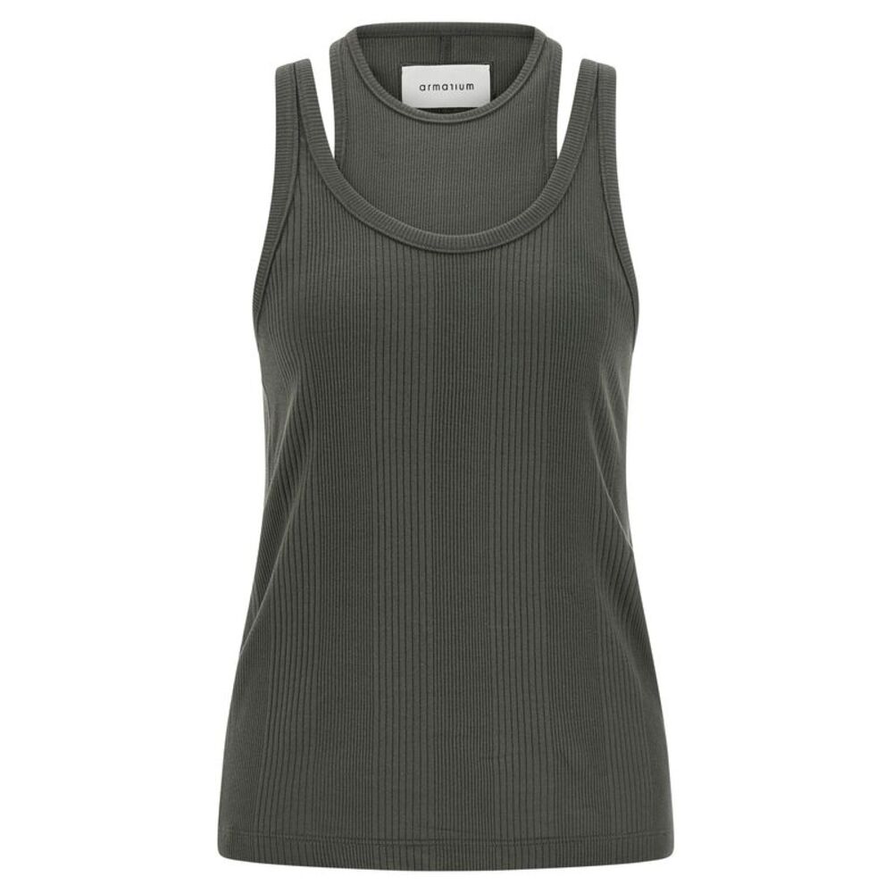 Armarium Gray Cotton Sleeveles Women's T-Shirt